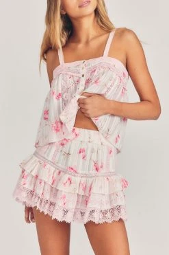 LoveShackFancy Tanisha Mini Skirt - CHERRY SODA