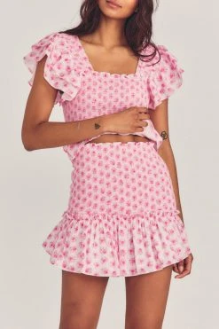 LoveShackFancy Roux Mini Skirt - PINK DIVINE Skirts