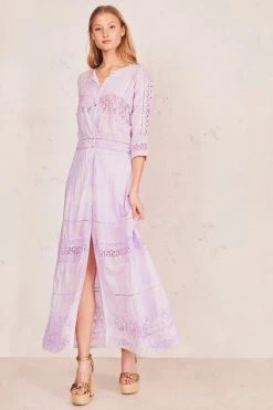 LoveShackFancy Dresses Beth Dress - VIOLET SPLASH HAND DYE