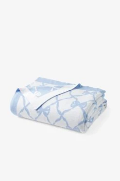 LoveShackFancy Bow Throw Blanket - SOFT BLUE