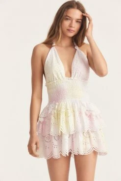 LoveShackFancy Deanna Halter Mini Dress