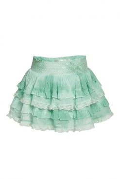 LoveShackFancy Girls Billie Skirt - JADE MIST HAND DYE