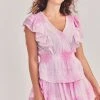 LoveShackFancy Gwen Mini Dress - PEONY PINK