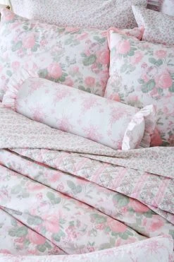 LoveShackFancy Rosie Arrangements Bolster Pillow - SUNRISE KISS PINK Bedding