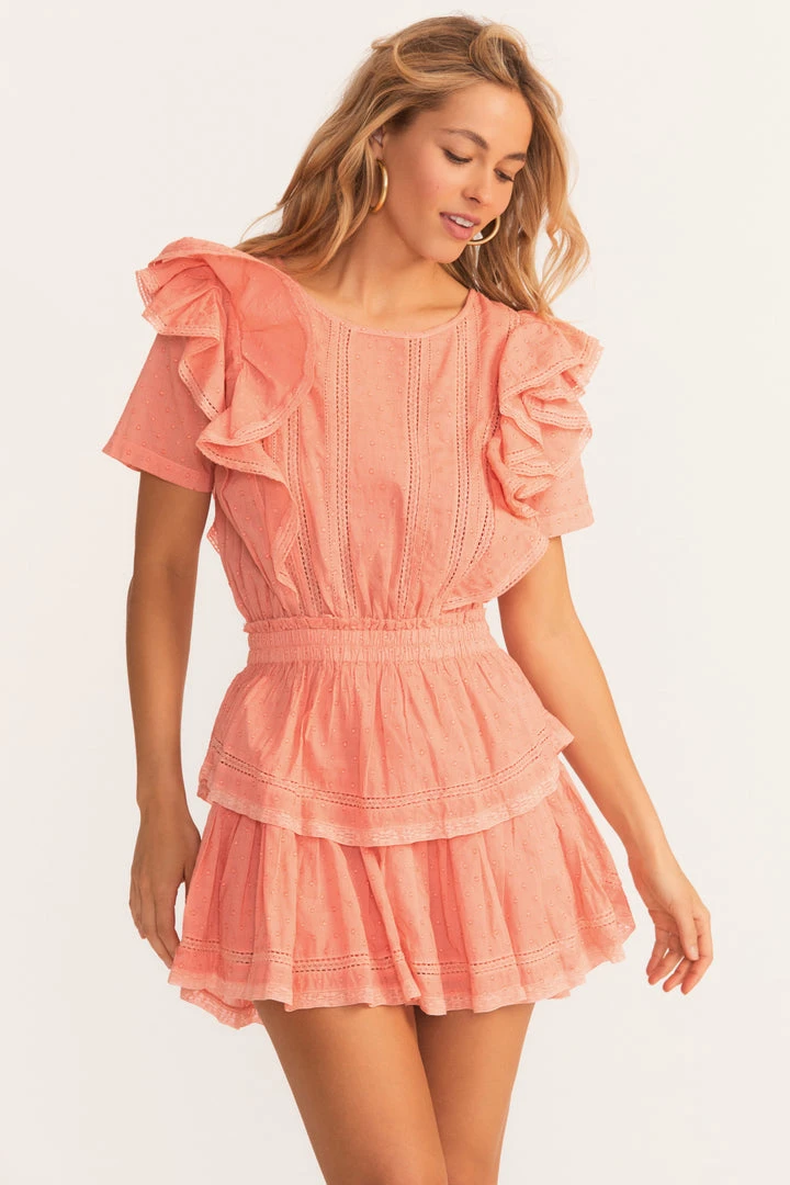 LoveShackFancy Natasha Mini Dress - PEACH BLOSSOM 3 LoveShackFancy Natasha Mini Dress - PEACH BLOSSOM