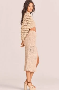 LoveShackFancy Arbor Midi Skirt - SAND