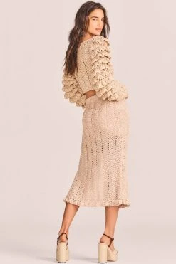 LoveShackFancy Arbor Midi Skirt - SAND