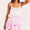 LoveShackFancy Skirts Ruffle Mini Skirt - PEONY PINK